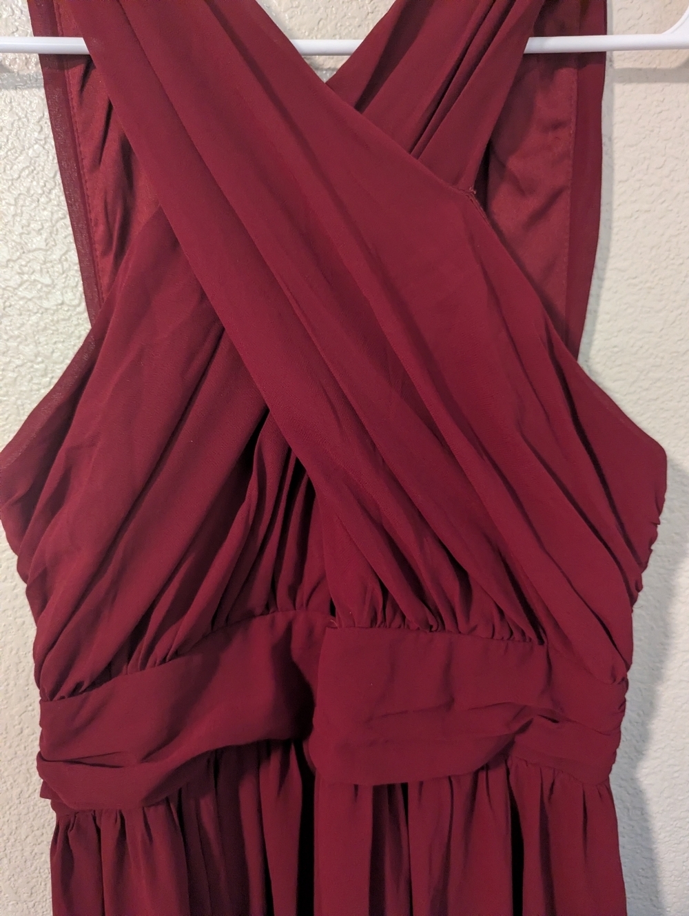 Lulu's,Cross-Front Burgundy Maxi Dress, Size M - Picture 6 of 6